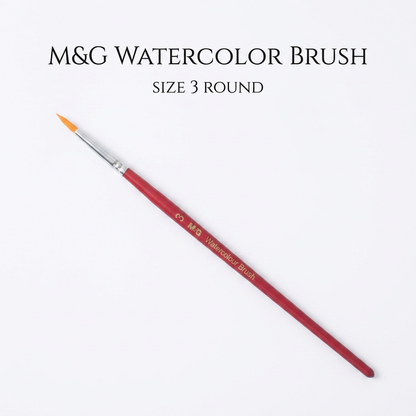 M&G watercolor round brush size 3 studio packshot with size label