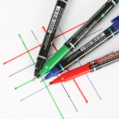 M&G Chenguang Permanent Student Twin Marker - Double Tip Broad and Extra Fine, Waterproof, Quick Drying - Red - No: APMV7471
