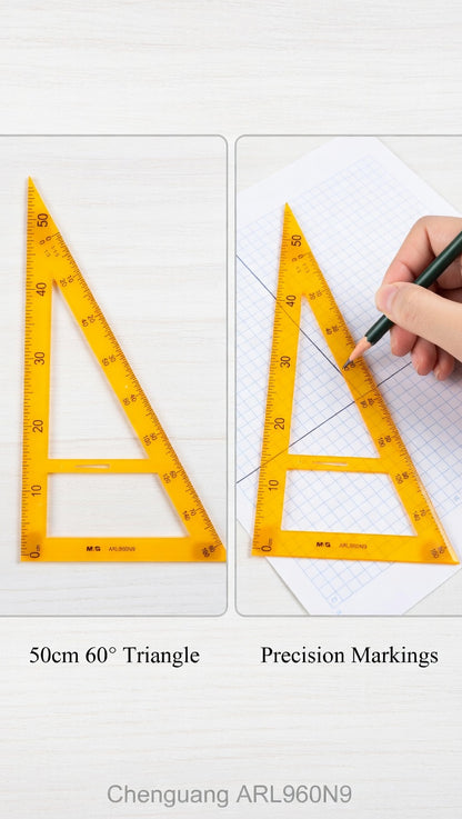 M&G Chenguang Large Triangle Ruler, 60-Degree for Precise Geometric Measurements 50cm - No:ARL960N9
