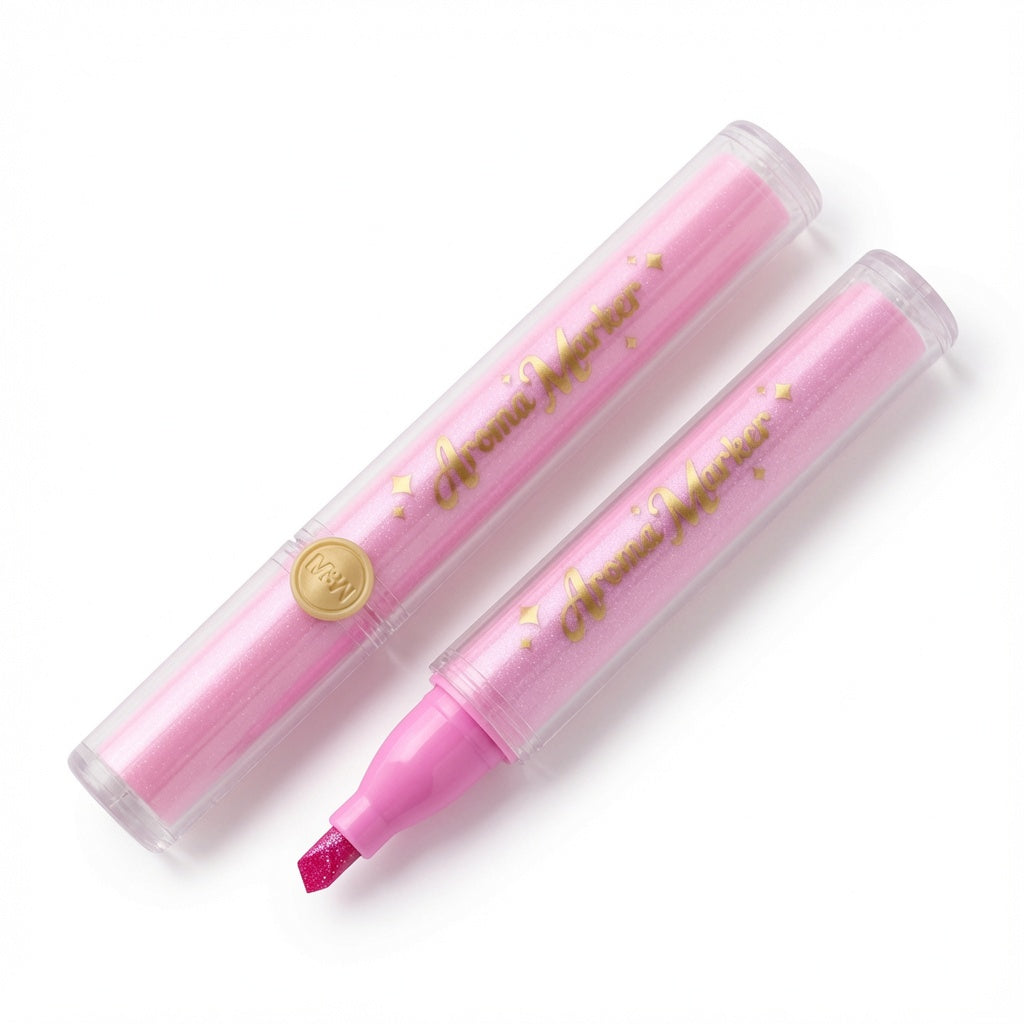 M&G Chenguang Aroma Glitter Highlighter Set – 6 Scented Glitter Colours, Soft Chisel Tip, Fragrant Ink for Journaling, Crafts, School & Office - No: APMV09F5