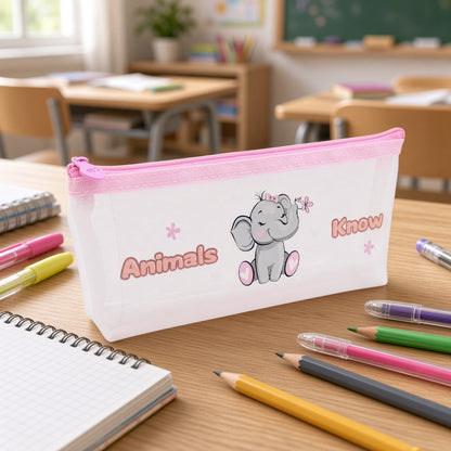 M&G Chenguang Animals Know Mesh Pencil Case – Transparent Zipper Pencil Pouch, 22 × 4.5 × 10 cm - 1pcs – No: APB932CD