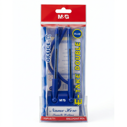 M&G desk ballpoint pen with chain and adhesive base studio packshot