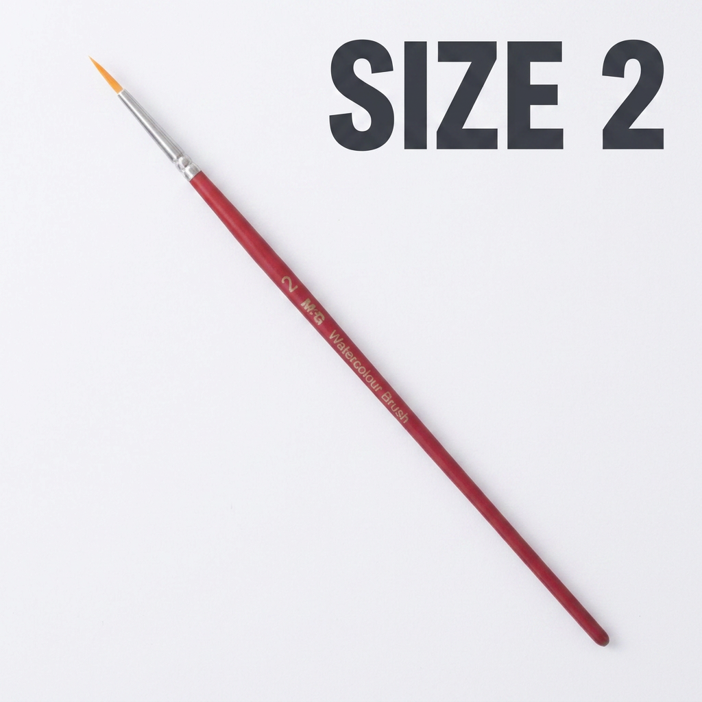 M&G watercolor round brush size 2 studio packshot with size label