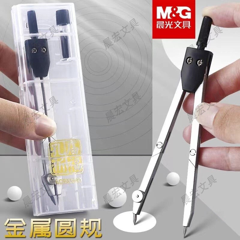 M&G Chenguang Metal Compass Set with Replacement Lead  – Geometry Drawing Compass - 1pcs - No: ACS90860