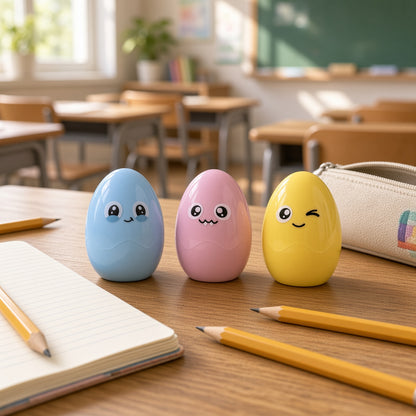 M&G Chenguang Egg-Shaped Pencil Sharpener with Built-In Shavings Container – Cute Pastel Design - 1pcs – No: APS912K1