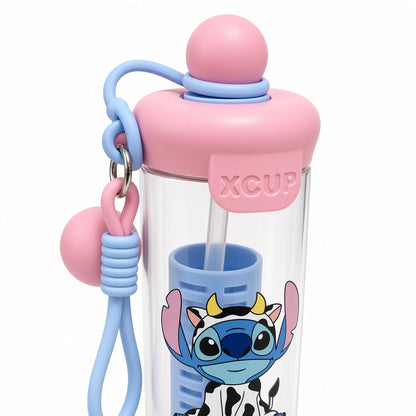 Cute Cartoon Water Bottle with Straw & Carry Strap – 750ml - 1pcs - Assorted Color