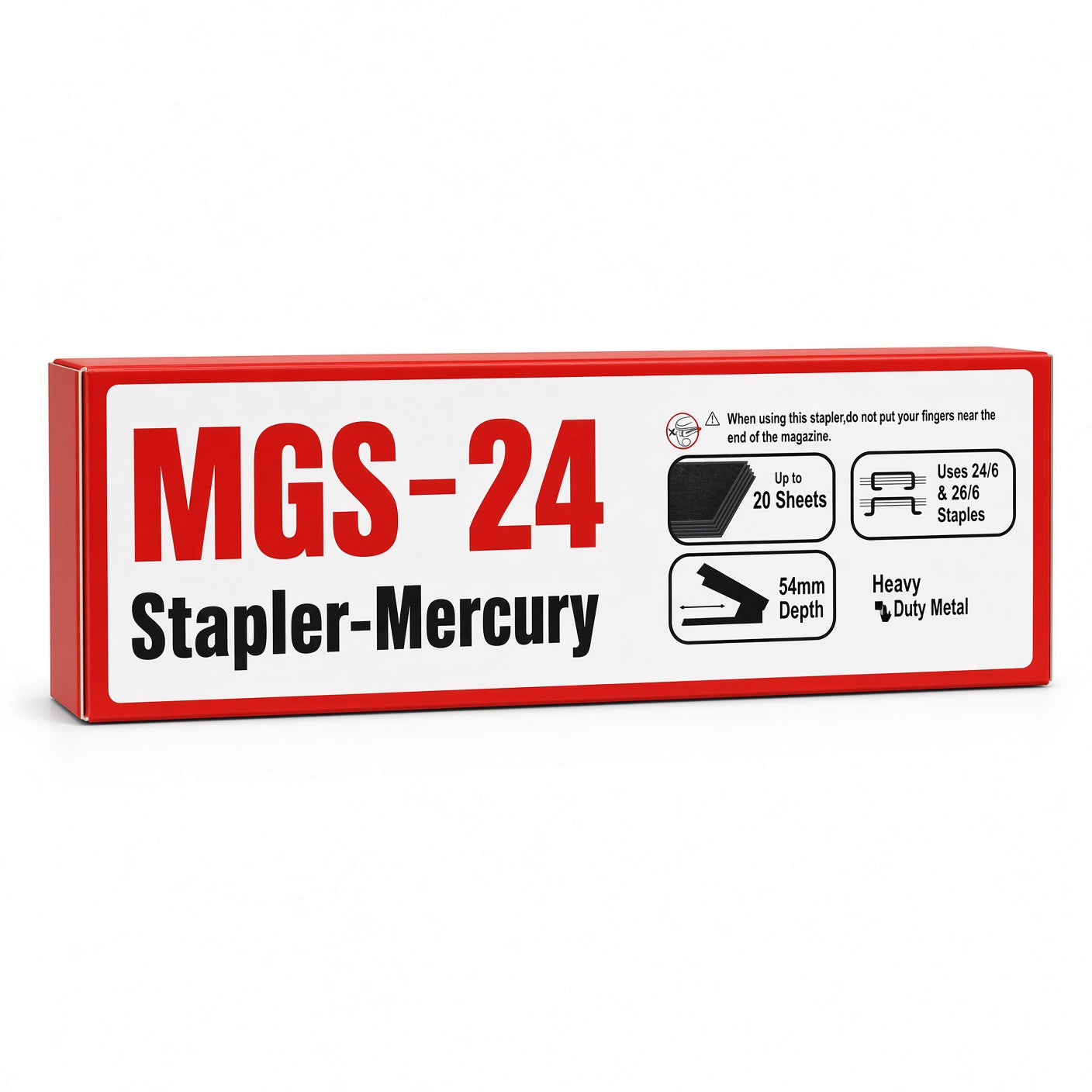 M&G Chenguang MGS-24 Metal Stapler – Heavy Duty Desktop Stapler for Up to 20 Sheets, 54mm Depth, Uses 24/6 & 26/6 Staples - No: ABS916JG