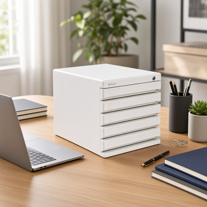 M&G Chenguang 5-Drawer Desktop Storage Cabinet with Key Lock – Office Document Organizer - No: ADM95298K