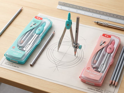 M&G Chenguang Pencil Clamp Compass Set – Precision Geometry Compass with Pencil Holder for Students & Technical Drawing - 1pcs - No: ACS908L5