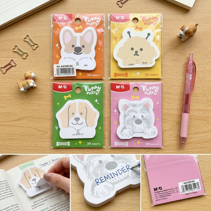 M&G Chenguang Puppy Party Die-Cut Sticky Notes – Cute Animal Memo Pad, 3 × 2 Inches, 30 Sheets, Assorted Designs - 1pcs - No: AS32B104