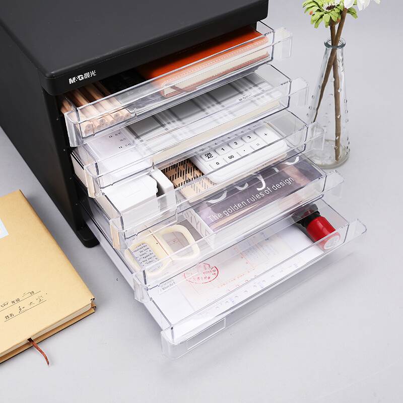 M&G Chenguang 5-Drawer Desktop Document Organizer – Plastic Storage Cabinet for A4 Files & Office Supplies - No: ADM95296