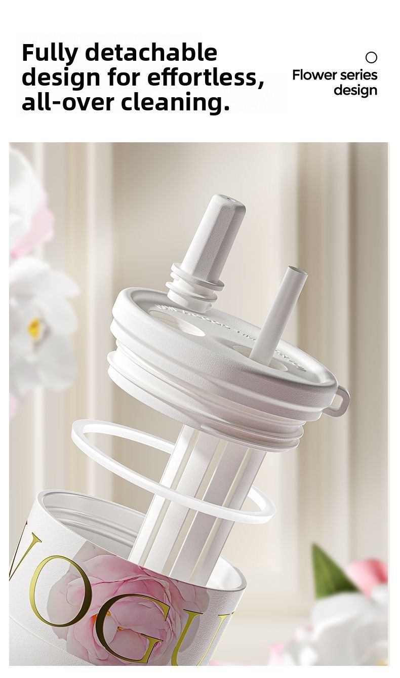 710ml Vacuum Insulated Tumbler with Straw & Handle – Leakproof Stainless Steel Travel Cup with Carry Strap