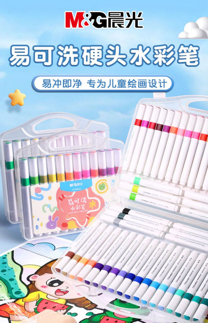 M&G Chenguang Washable Watercolor Pens, Triangular Barrel , Colors Painting Set - 24 Colors - No: ACP901AU