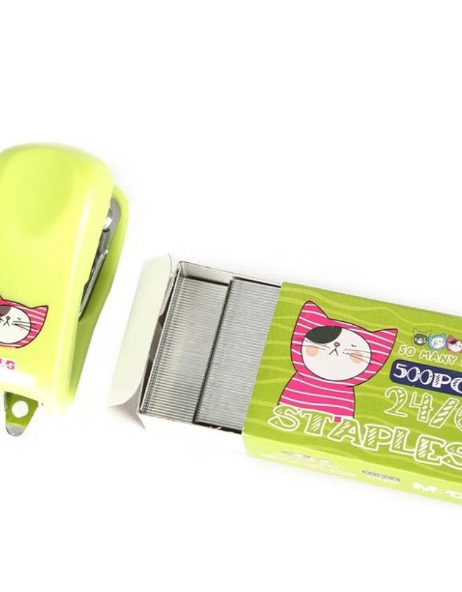 M&G Chenguang So Many Cats Mini Stapler 24/6 Stapler Set with Pack of Stapless - 1pcs - No:ABS916S6