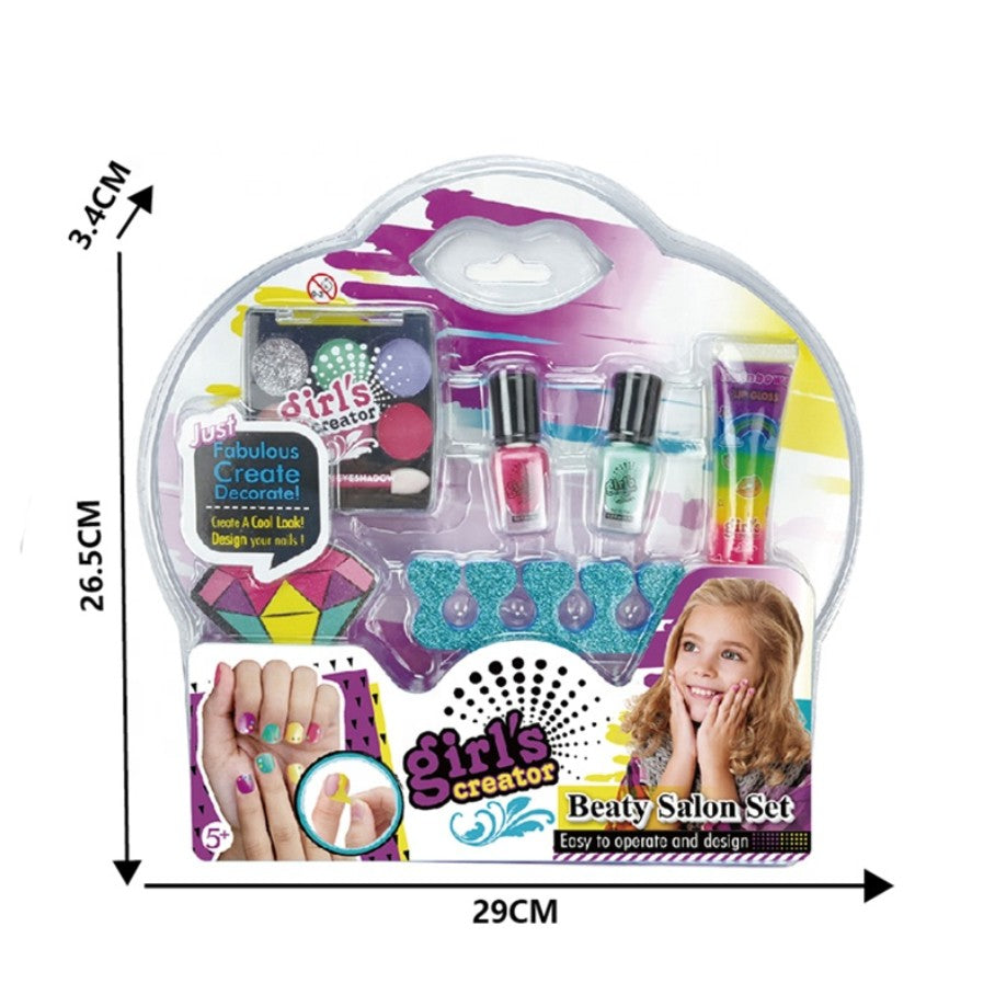 Girl Cosmetic Makeup Gift Set Includes Lip Gloss Nail Polish Eye Shadow Makeup for Children - No: MBK-392