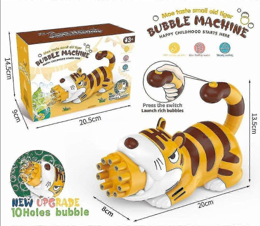 Bubble Machine, Cartoon Tiger Electric Bubble Blower Battery Operated for Outdoor Play - No:P024
