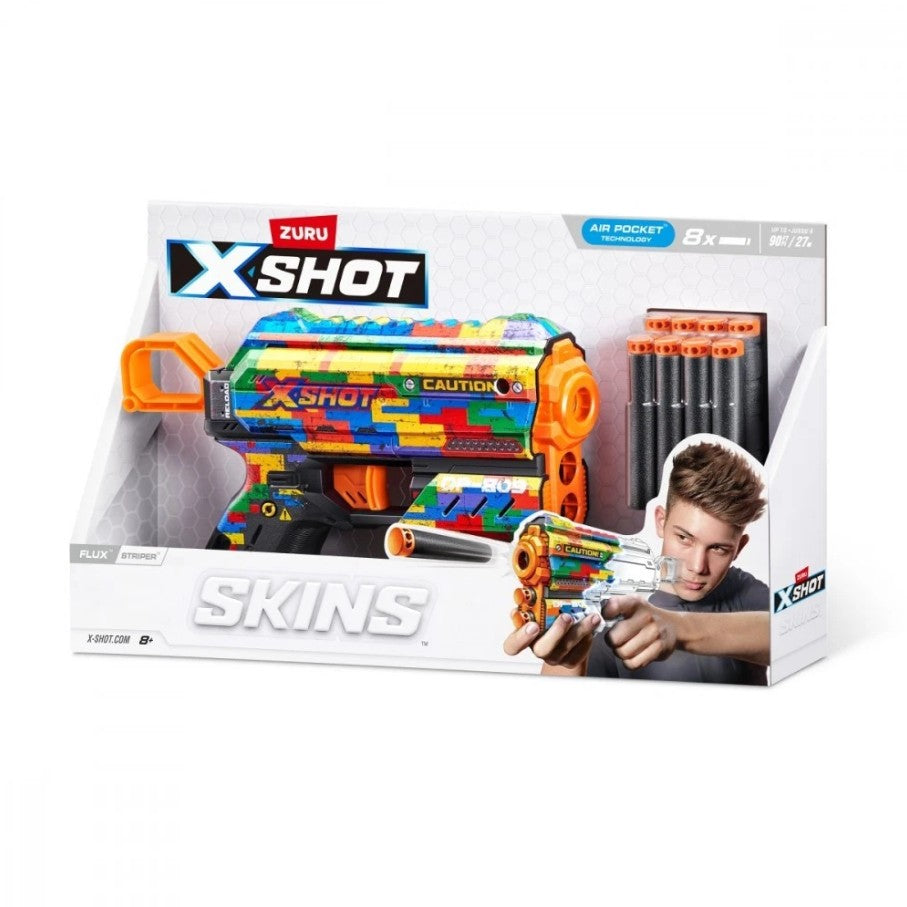X-SHOT Blaster Skins Flux With 8 Darts –  SKINS FLUXStriper - No:36516K