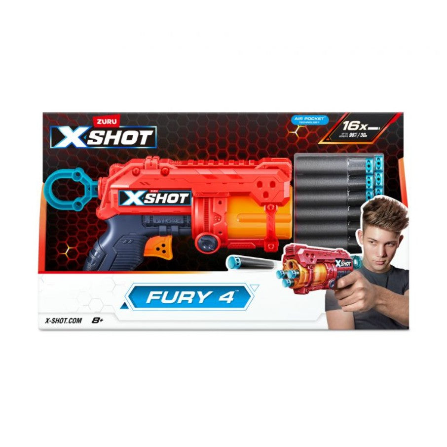 X-Shot Excel Fury 4 with 16 ( Darts ) Soft Bullets - No: 36377