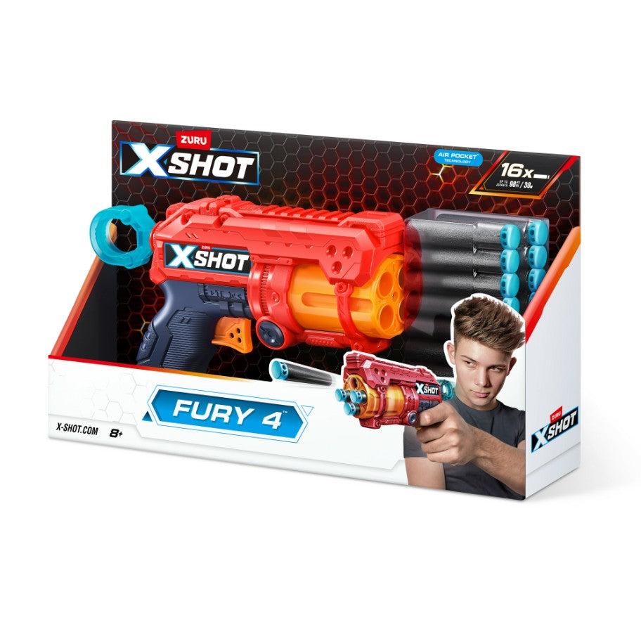 X-Shot Excel Fury 4 with 16 ( Darts ) Soft Bullets - No: 36377