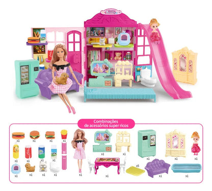 Vacation Sweet Doll House - Toy Pet Dollhouse for Girls – 30 Pcs