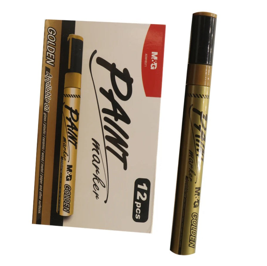 M&G Chenguang Permanent Metallic Paint Marker Pens for Multi-Surface Oil-Based Marker - Gold - 1pcs- No:AOMY8571
