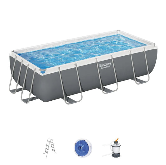 Bestway Frame Pool Power Steel 4.04m x 2.01m x 1.00m Rectangular Pool Set - 56442