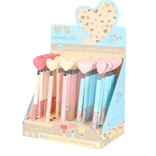 M&G Chenguang" Heart-Shape" Cap Retractable Convenience Blue Color 0.5mm Ball Pen- 1pcs - No:ABP87572