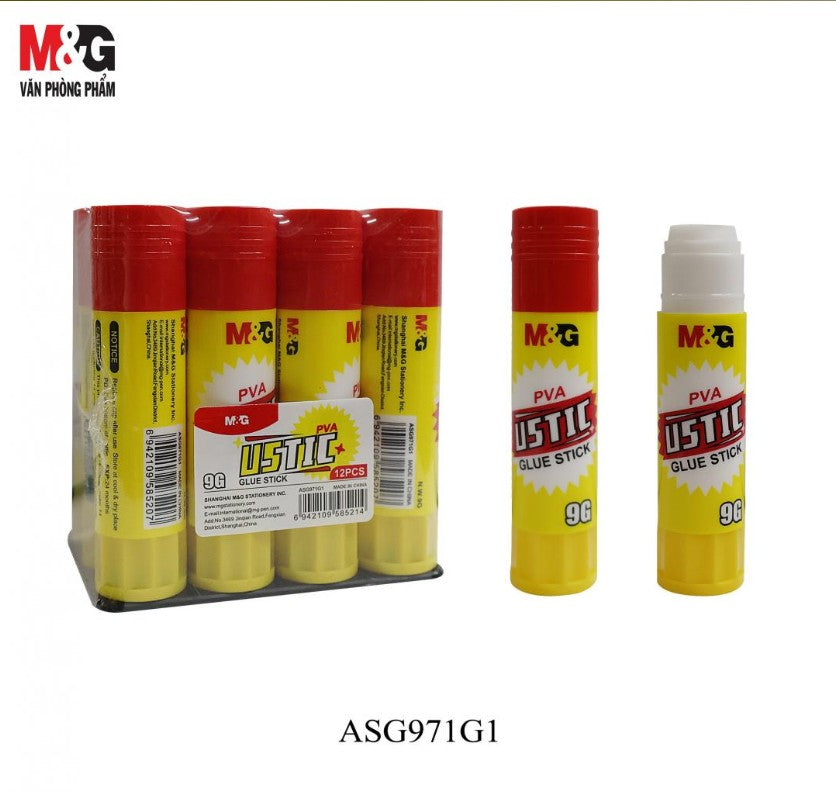 M&G Chenguang Jual Glue ustic PVA glue stik PVA Glue Stick 9g – Strong & Smooth School and Office Adhesive – Non-Toxic, Quick Dry - 1pcs - No: ASG971G1