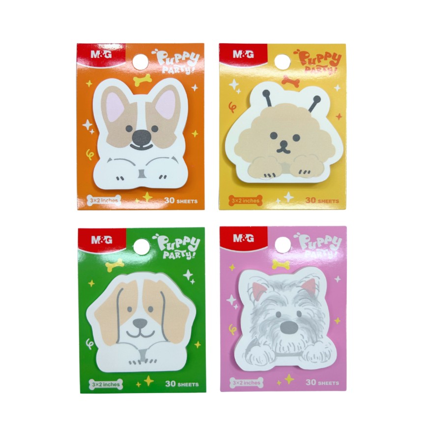 M&G Chenguang Puppy Party Die-Cut Sticky Notes – Cute Animal Memo Pad, 3 × 2 Inches, 30 Sheets, Assorted Designs - 1pcs - No: AS32B104