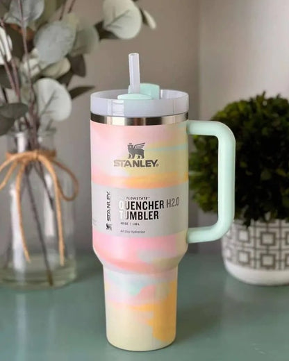 Stanley Quencher H2.0 40 oz (1.18L) – Vacuum Insulated Stainless Steel Travel Mug with Handle & Lid | – Pastel Marble Design