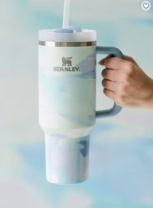 Stanley Quencher H2.0 40 oz (1.18L) – Vacuum Insulated Stainless Steel Travel Mug with Handle & Lid | – Pastel Marble Design