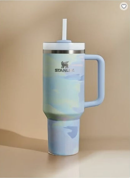 Stanley Quencher H2.0 40 oz (1.18L) – Vacuum Insulated Stainless Steel Travel Mug with Handle & Lid | – Pastel Marble Design