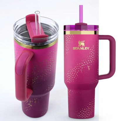 Stanley x Barbie Superstar Quencher H2.0 40 oz (1.18L) Insulated Tumbler with Handle & Straw Lid – Pink Limited Edition Gift Box