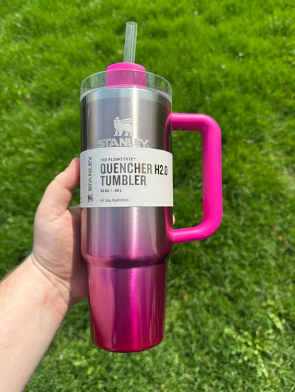 Stanley Quencher H2.0 40 oz (1.18L) Insulated Tumbler with Handle & Straw Lid – Pink Ombre Stainless Steel