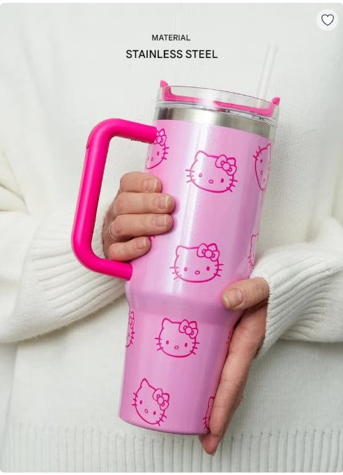Stanley x Hello Kitty Quencher H2.0 40 oz (1.18L) Insulated Tumbler with Handle & Straw Lid – Pink Edition