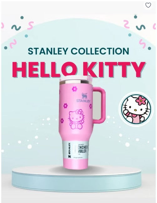 Stanley x Hello Kitty Quencher H2.0 40 oz (1.18L) Insulated Tumbler with Handle & Straw Lid – Pink Edition