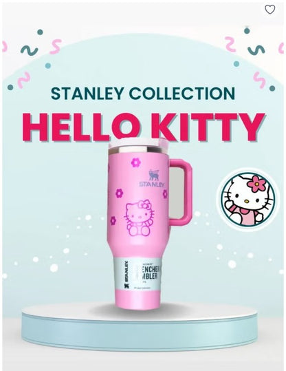 Stanley x Hello Kitty Quencher H2.0 40 oz (1.18L) Insulated Tumbler with Handle & Straw Lid – Pink Edition
