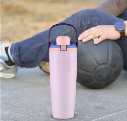 Thermos Flask with Straw, 900ml Stainless Steel Drinking Bottle with 2-in-1 Lid, Sports Bottle BPA-Free, Insulated Flask for Hot and Cold Beverages Water Bottle