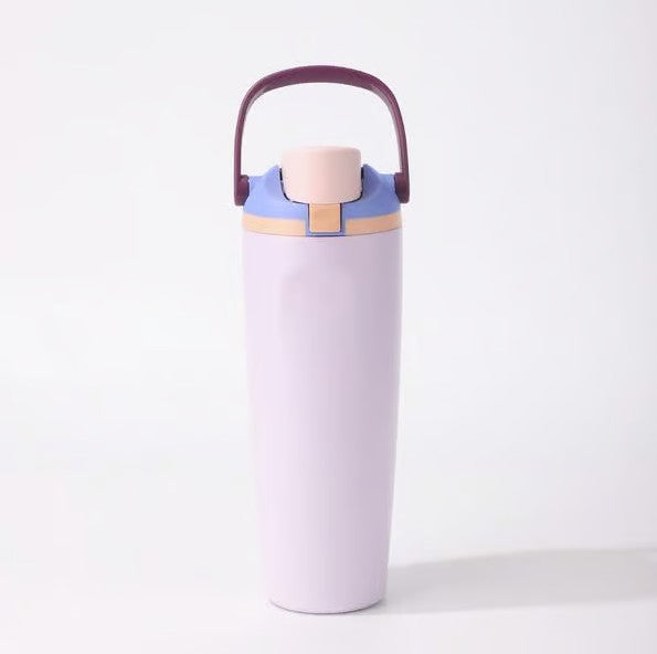 Thermos Flask with Straw, 900ml Stainless Steel Drinking Bottle with 2-in-1 Lid, Sports Bottle BPA-Free, Insulated Flask for Hot and Cold Beverages Water Bottle