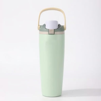 Thermos Flask with Straw, 900ml Stainless Steel Drinking Bottle with 2-in-1 Lid, Sports Bottle BPA-Free, Insulated Flask for Hot and Cold Beverages Water Bottle