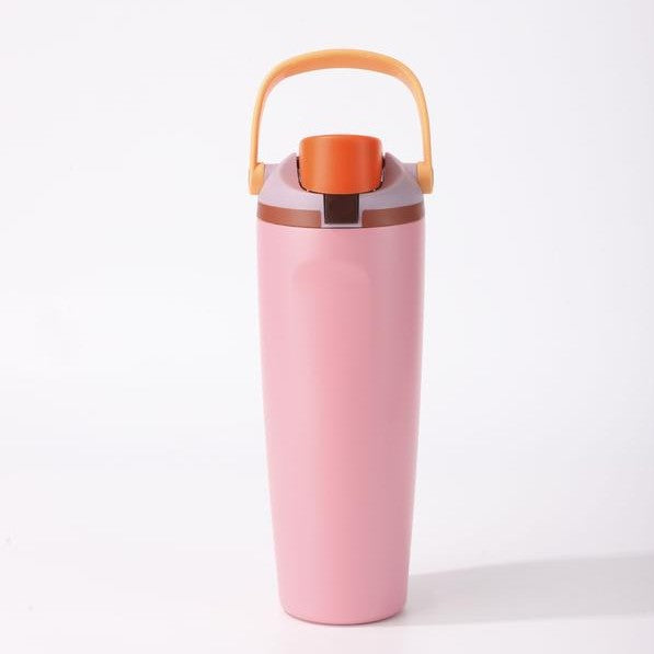 Thermos Flask with Straw, 900ml Stainless Steel Drinking Bottle with 2-in-1 Lid, Sports Bottle BPA-Free, Insulated Flask for Hot and Cold Beverages Water Bottle