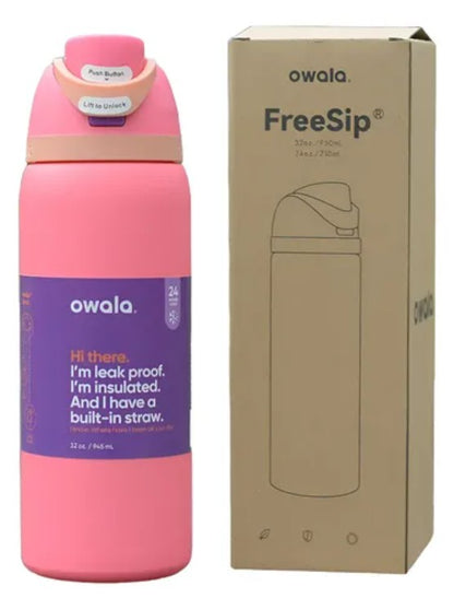 Owala FreeSip 32oz (945ml) Insulated Stainless Steel Water Bottle – Leakproof Vacuum Bottle with Built-in Straw & Carry Loop