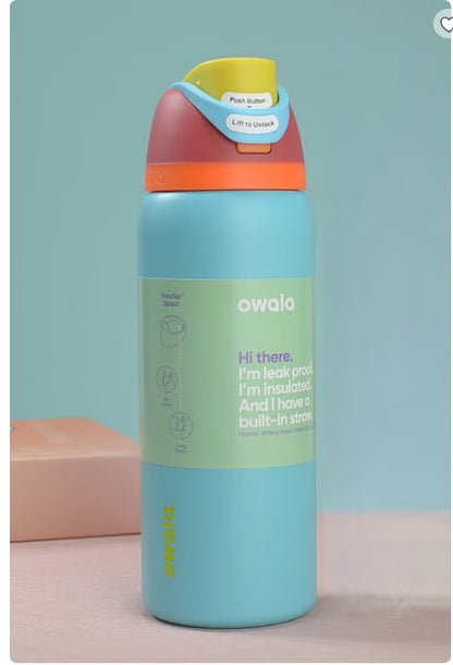 Owala FreeSip 32oz (945ml) Insulated Stainless Steel Water Bottle – Leakproof Vacuum Bottle with Built-in Straw & Carry Loop