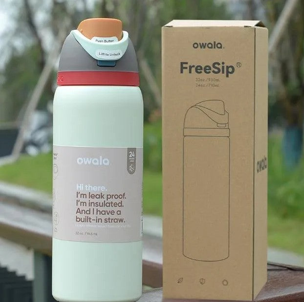Owala FreeSip 32oz (945ml) Insulated Stainless Steel Water Bottle – Leakproof Vacuum Bottle with Built-in Straw & Carry Loop
