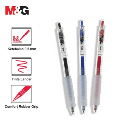 M&G Chenguang T-Tec Retractable Gel Pen Comfort Grip 0.5mm – Fast Dry Blue Ink Pen for Smooth Writing, School Office - 1pcs - No: AGPJ0673