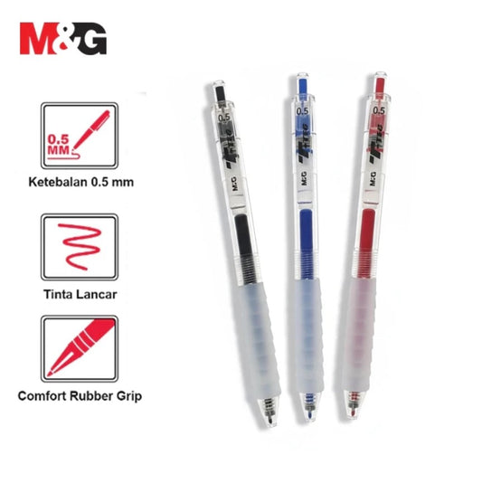 M&G Chenguang T-Tec Retractable Gel Pen Comfort Grip 0.5mm – Fast Dry Blue Ink Pen for Smooth Writing, School Office - 1pcs - No: AGPJ0673