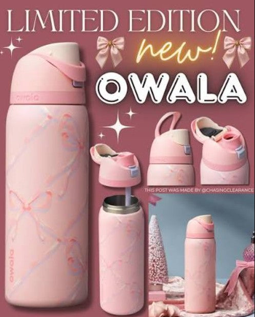 Owala FreeSip Insulated Stainless Steel Water Bottle with Built-In Straw, Leak-Proof Lid, 24 oz (710 ml), Assorted Printed Designs