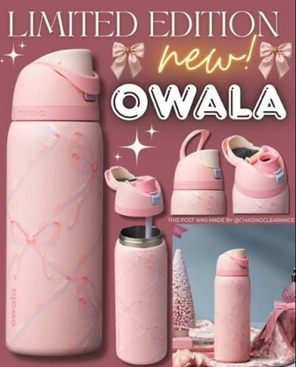 Owala FreeSip Insulated Stainless Steel Water Bottle with Built-In Straw, Leak-Proof Lid, 24 oz (710 ml), Assorted Printed Designs
