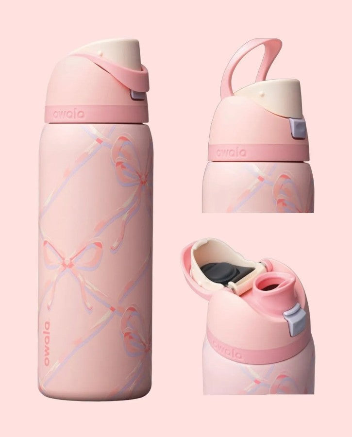 Owala FreeSip Insulated Stainless Steel Water Bottle with Built-In Straw, Leak-Proof Lid, 24 oz (710 ml), Assorted Printed Designs
