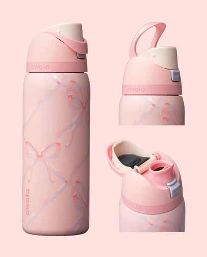 Owala FreeSip Insulated Stainless Steel Water Bottle with Built-In Straw, Leak-Proof Lid, 24 oz (710 ml), Assorted Printed Designs